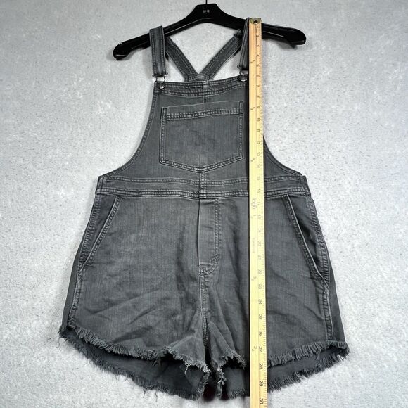 Aerie Overall Womens XS Gray Stretch Romper Denim Jeans Shorts - Picture 9 of 14